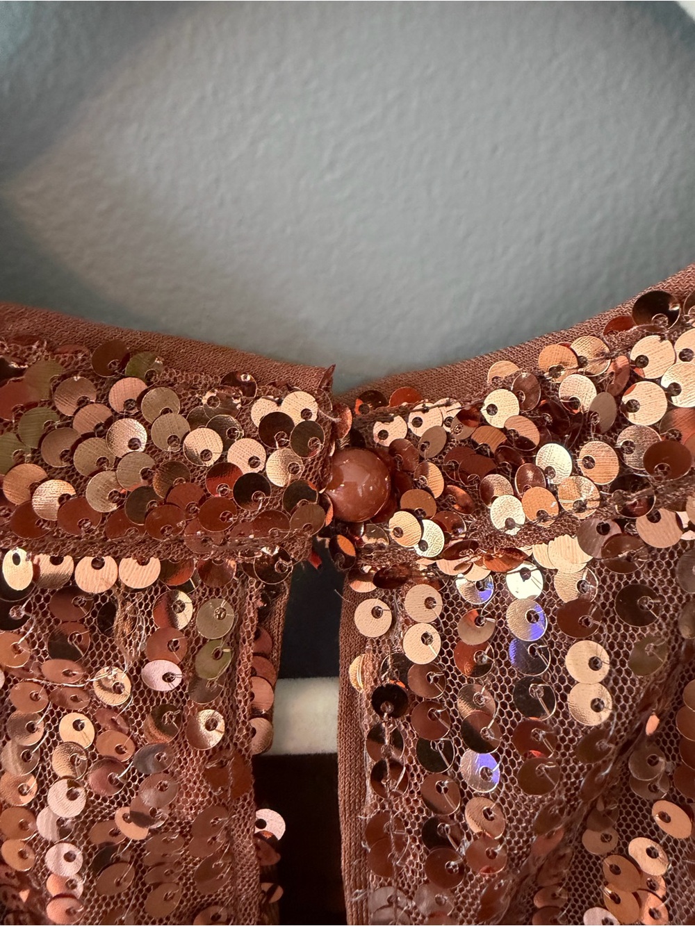 Grace Karin Copper Sequin Halter Top. Medium - Picture 5 of 8